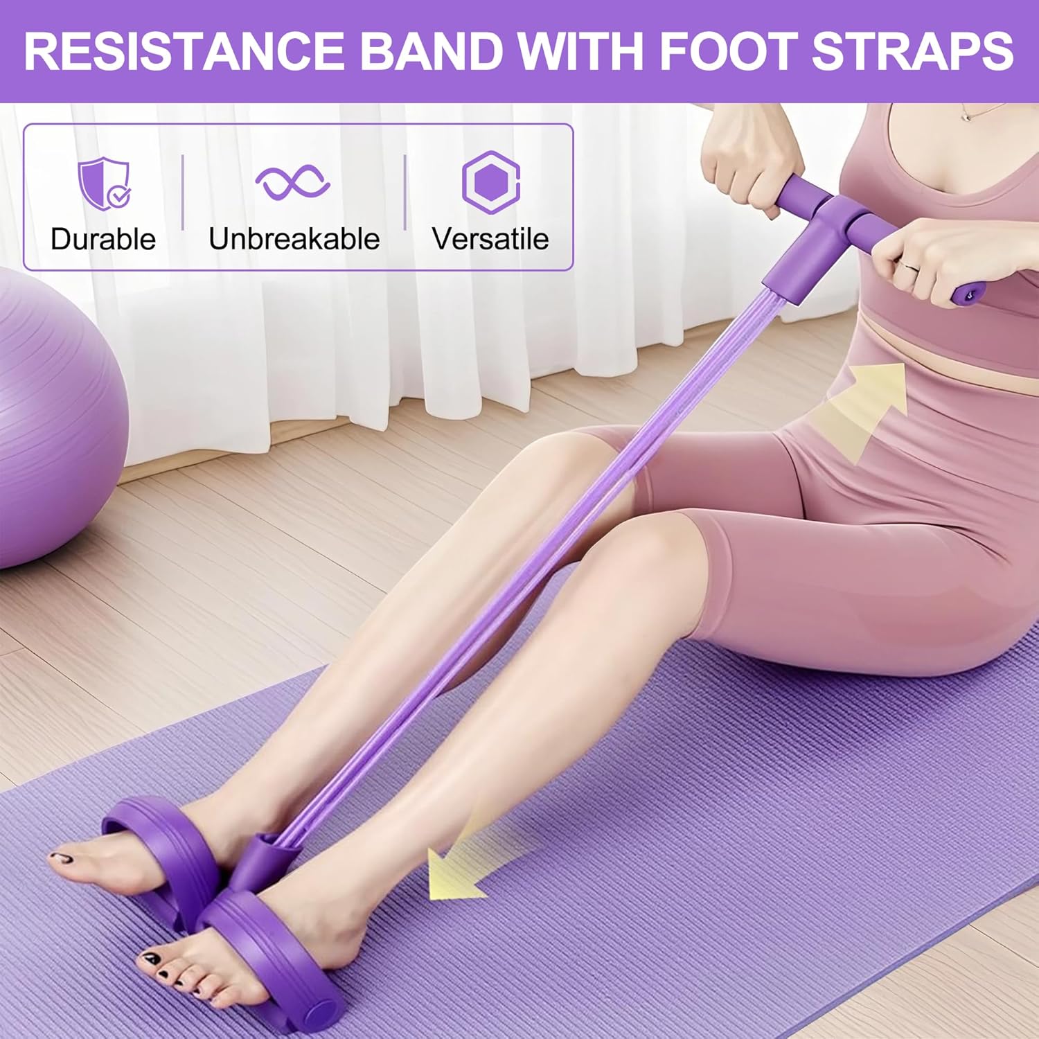 Home Gym Garden - 4-Tube Pedal Resistance Band Multifunction Tension