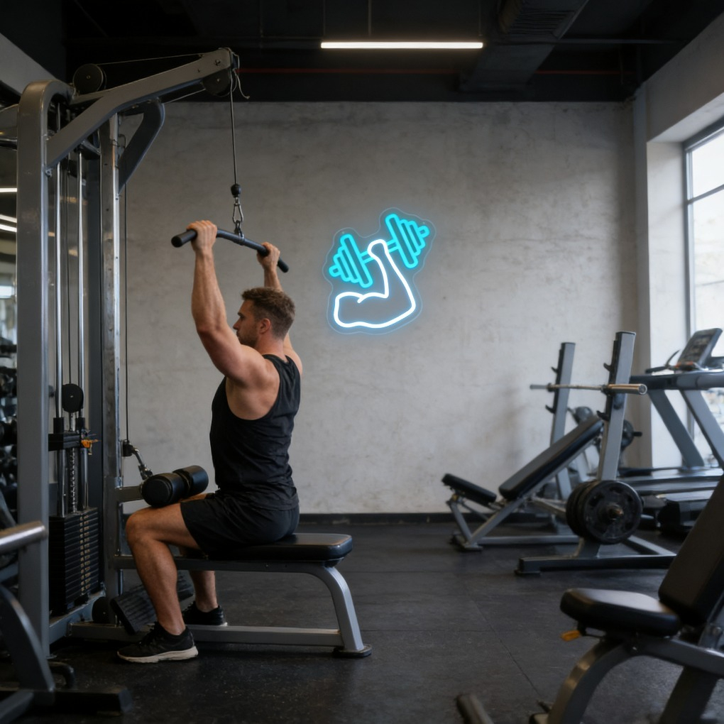 Muscle Arm Dumbbell Neon Sign  - Home Gym Neon Sign ulasan dan harga