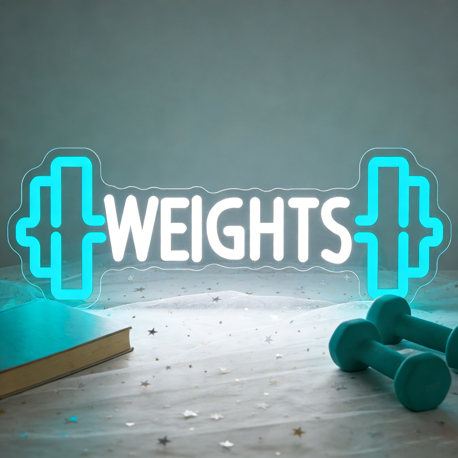 Weights Dumbbell Neon Sign LED - Home Gym Neon Sign ulasan dan harga