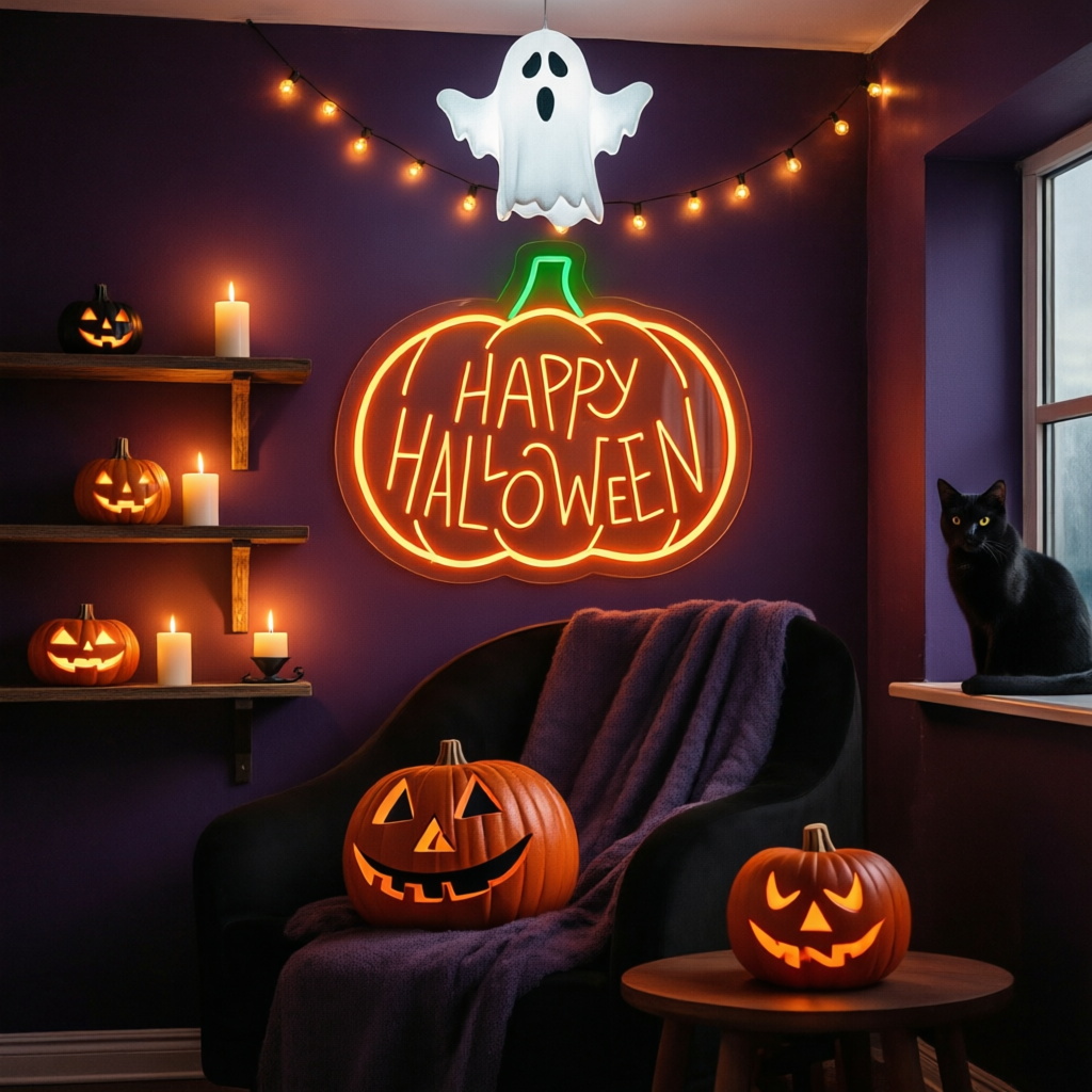 Halloween Neon Sign Custom Pum - Home Gym Neon Sign ulasan dan harga