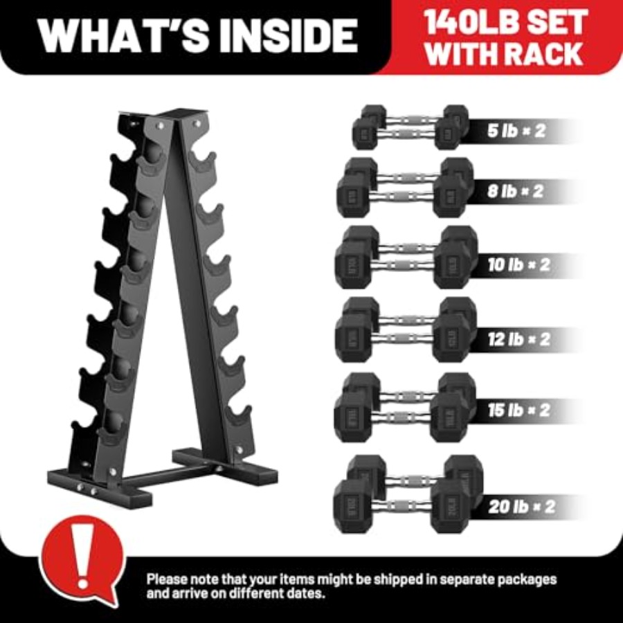 Rubber Encased Hex Dumbbell Se - Hex Dumbbell Set ulasan dan harga