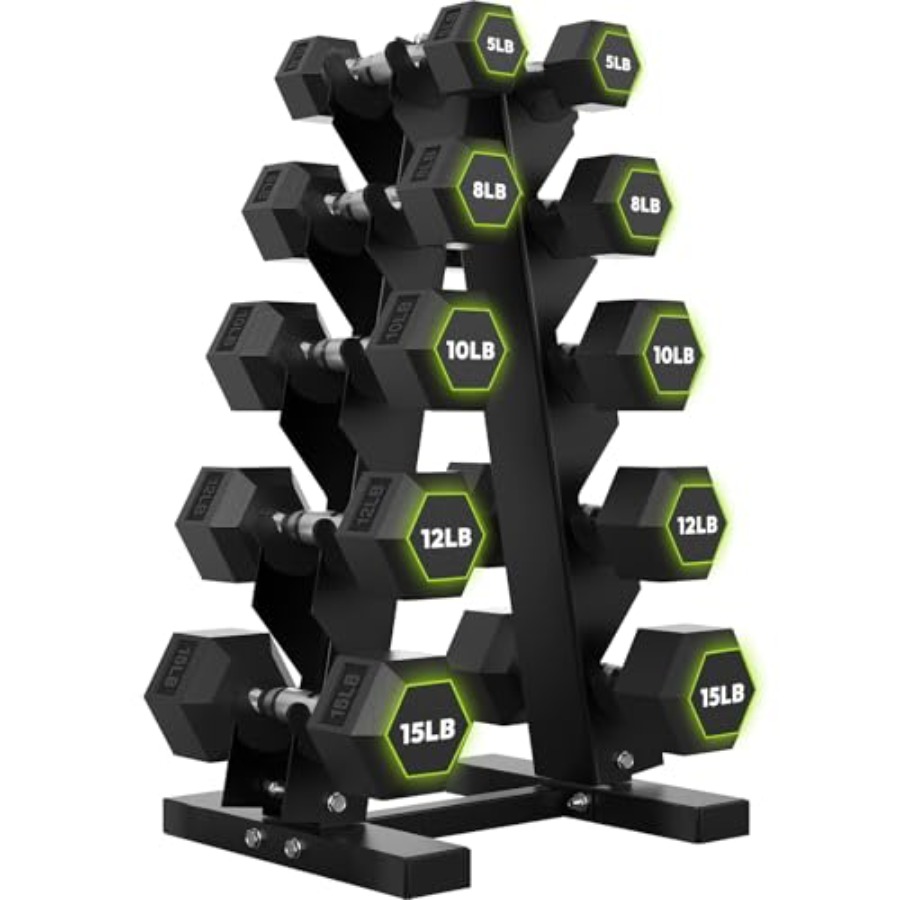 Rubber Coated Hex Dumbbell Set - Hex Dumbbell Set ulasan dan harga