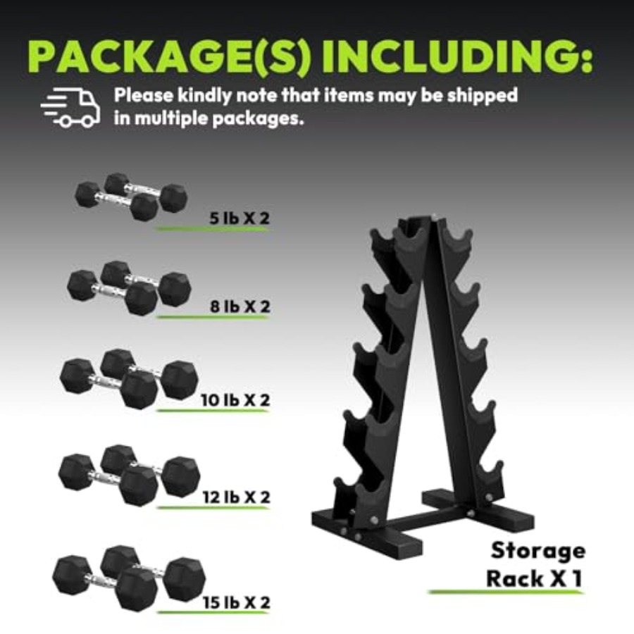 Rubber Coated Hex Dumbbell Set - Hex Dumbbell Set ulasan dan harga