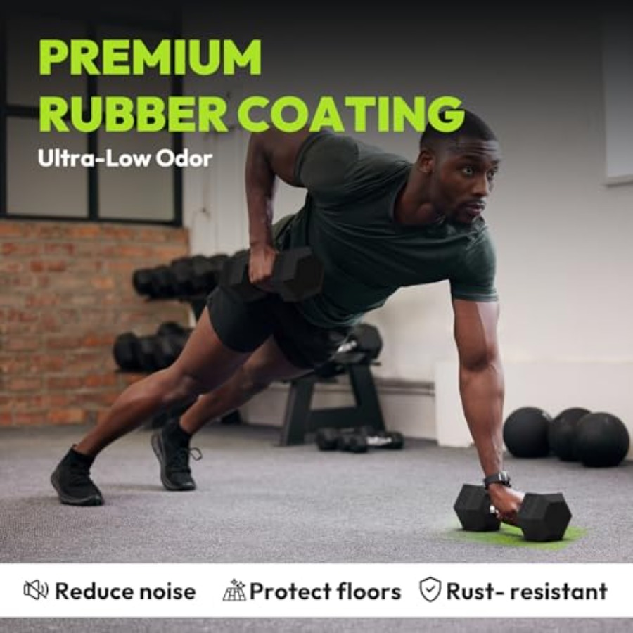 Rubber Coated Hex Dumbbell Set - Hex Dumbbell Set ulasan dan harga