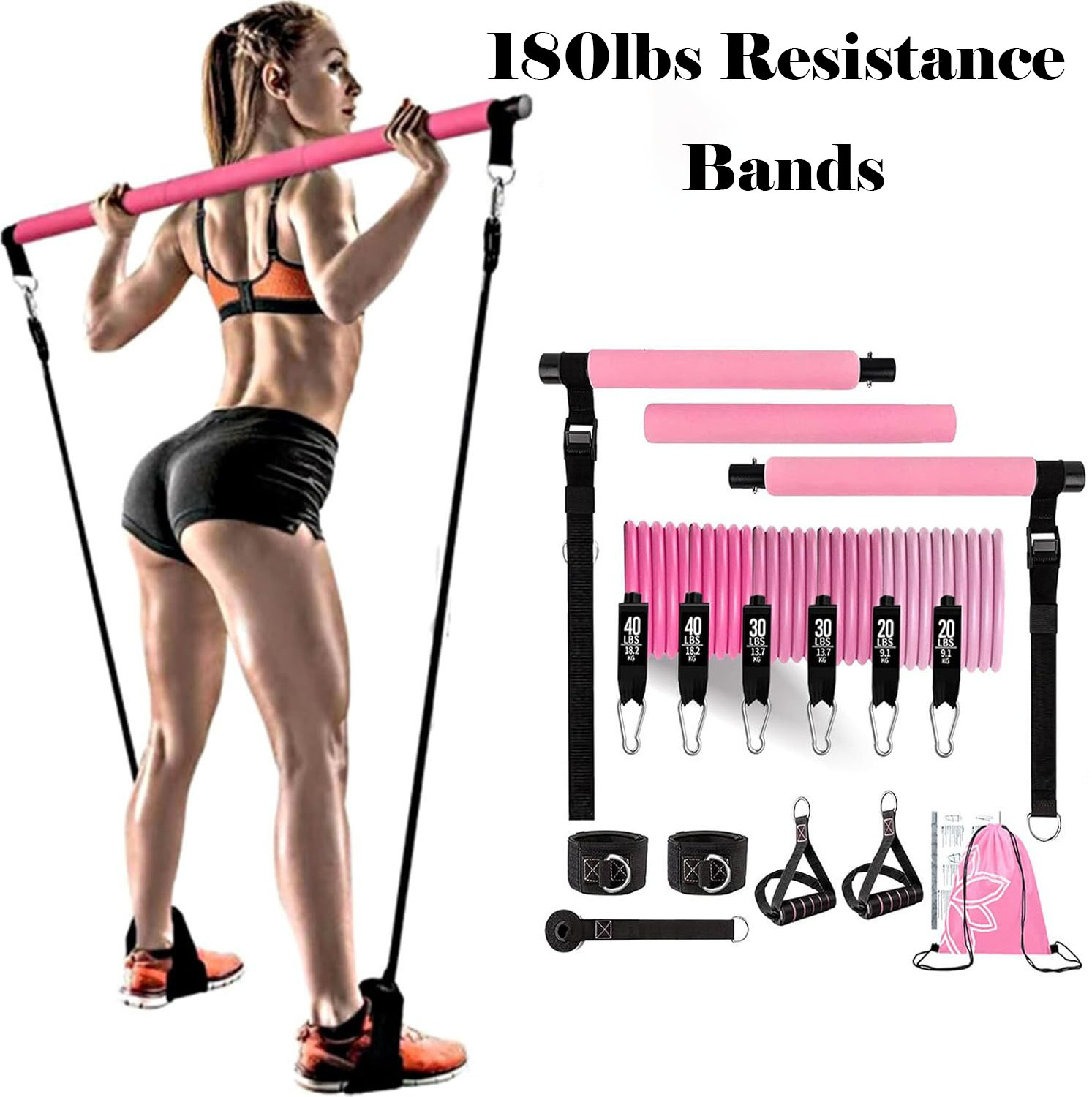 180lbs Resistance Bands with A - Home Gym Full Setup ulasan dan harga
