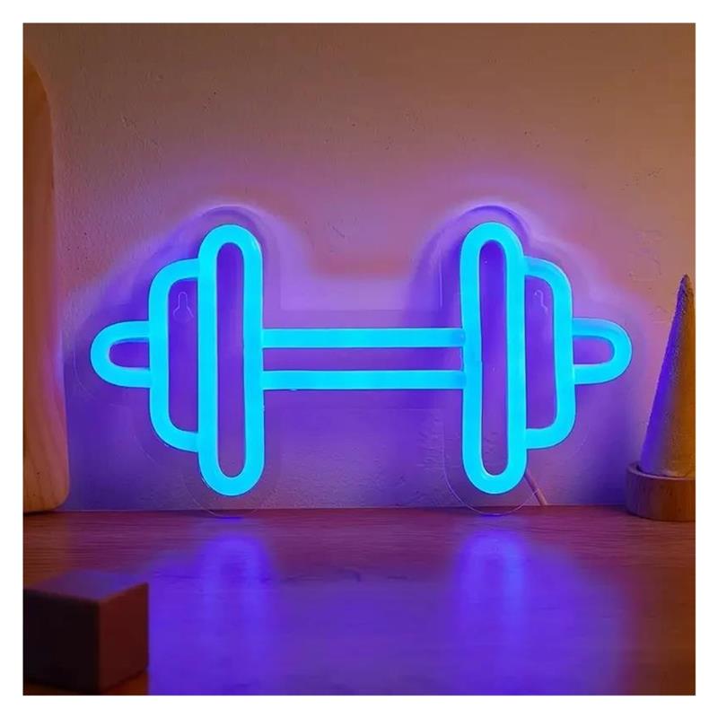Dumbbell Shaped Neon Sign USB  - Home Gym Neon Sign ulasan dan harga