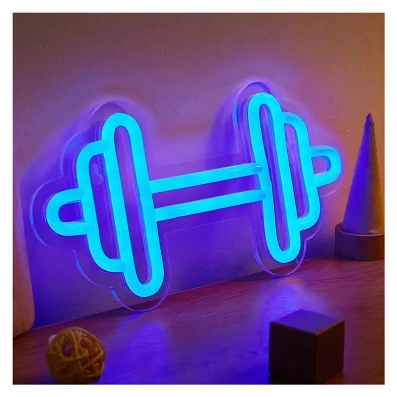 Dumbbell Shaped Neon Sign USB  - Home Gym Neon Sign ulasan dan harga