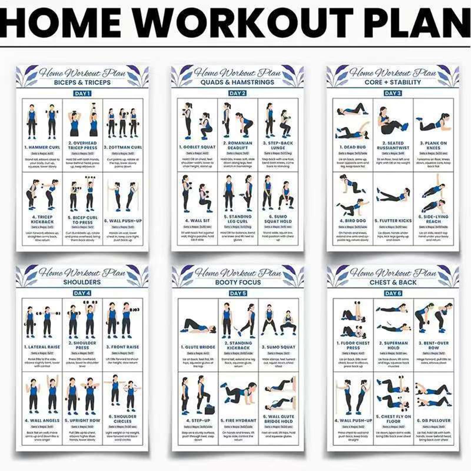 Workout Poster 6 Pieces Full B - Home Gym Guide ulasan dan harga