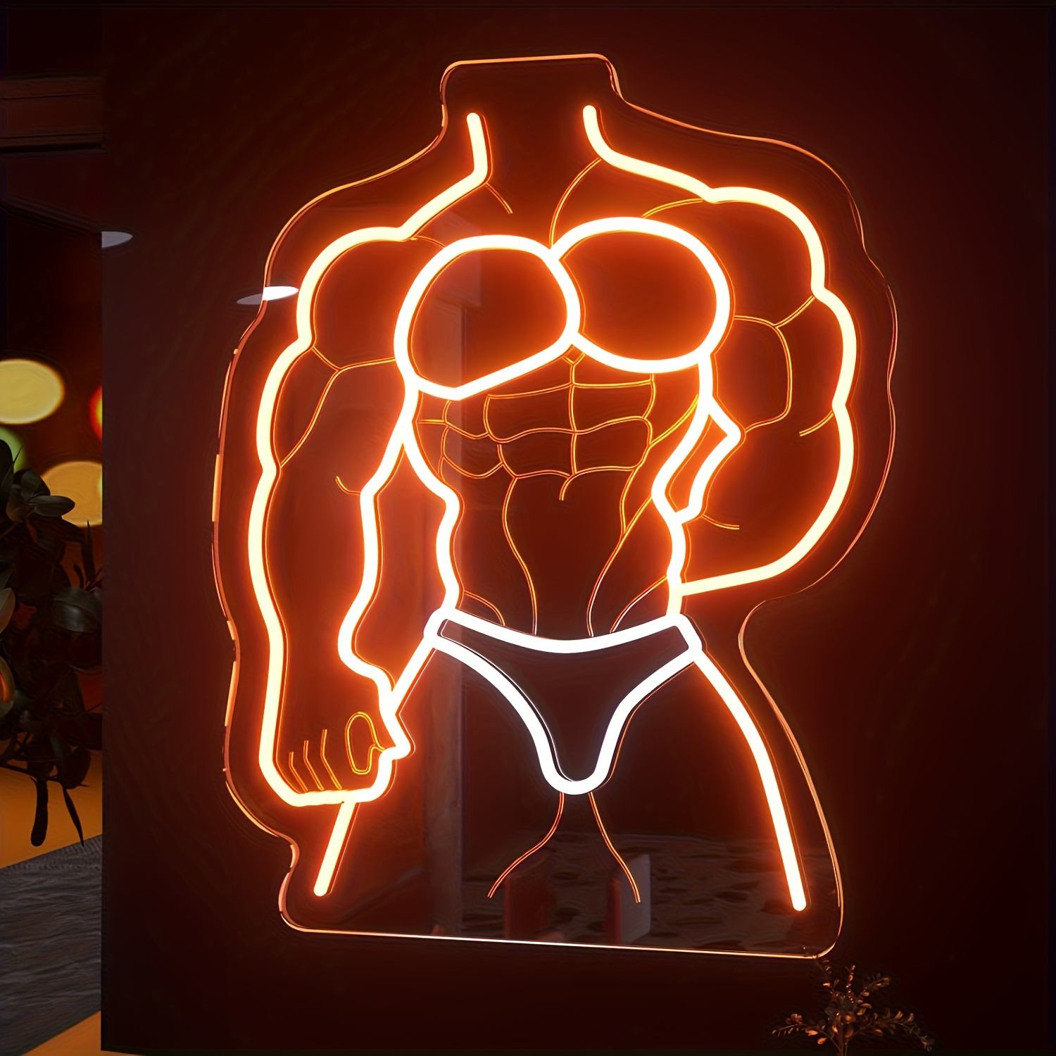 Muscle Man Neon Sign Orange Wh - Home Gym Neon Sign ulasan dan harga