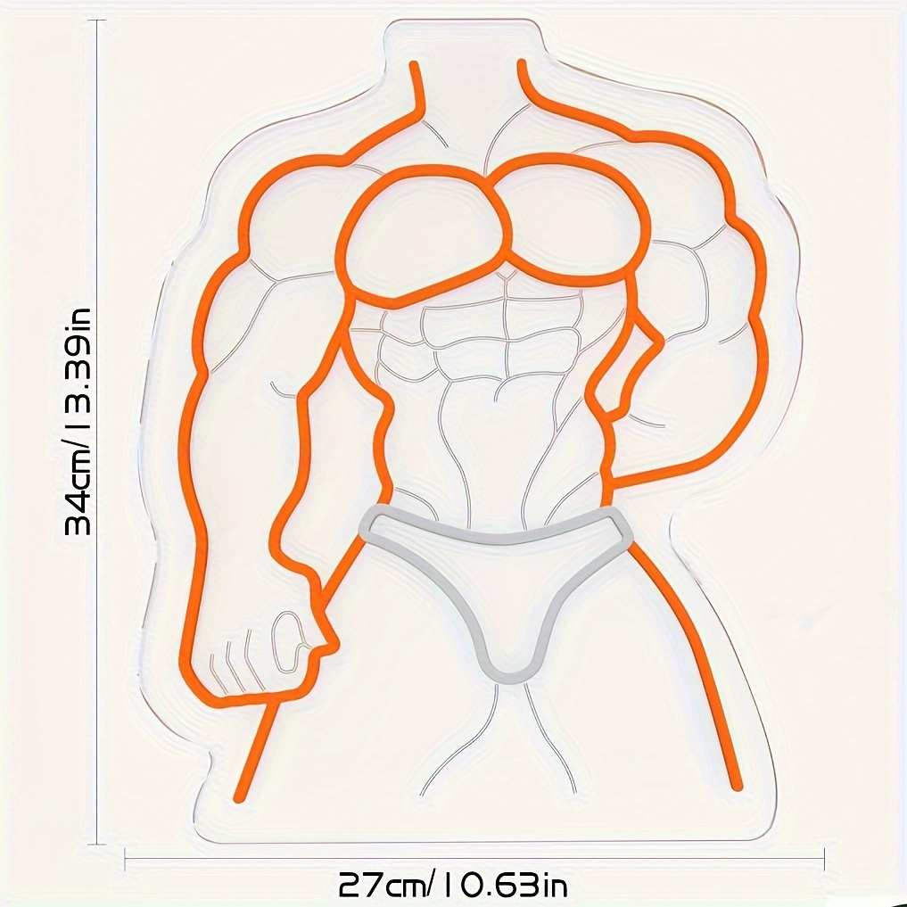 Muscle Man Neon Sign Orange Wh - Home Gym Neon Sign ulasan dan harga