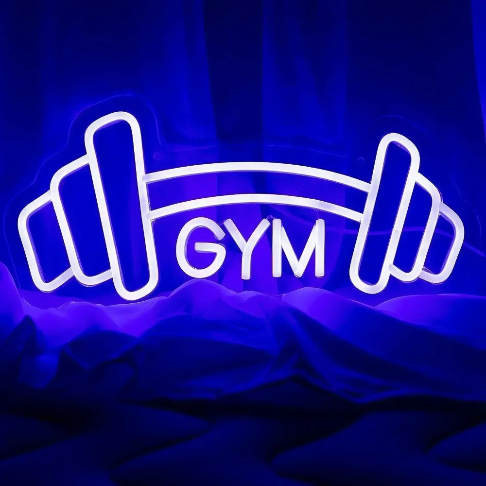 Barbell Gym Neon Sign Blue Dum - Home Gym Neon Sign ulasan dan harga