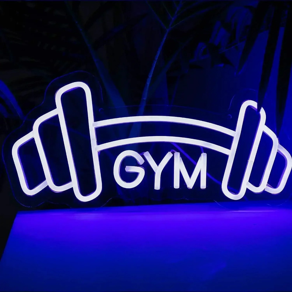 Barbell Gym Neon Sign Blue Dum - Home Gym Neon Sign ulasan dan harga