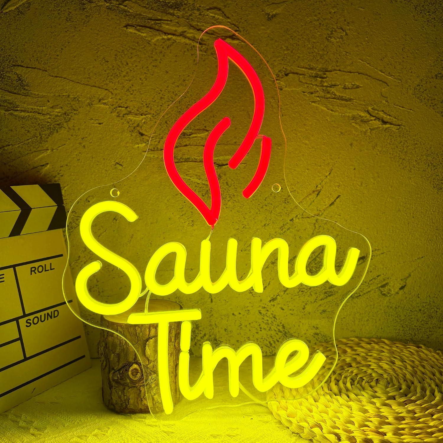 Sauna Time Neon Sign USB Dimma - Home Gym Neon Sign ulasan dan harga