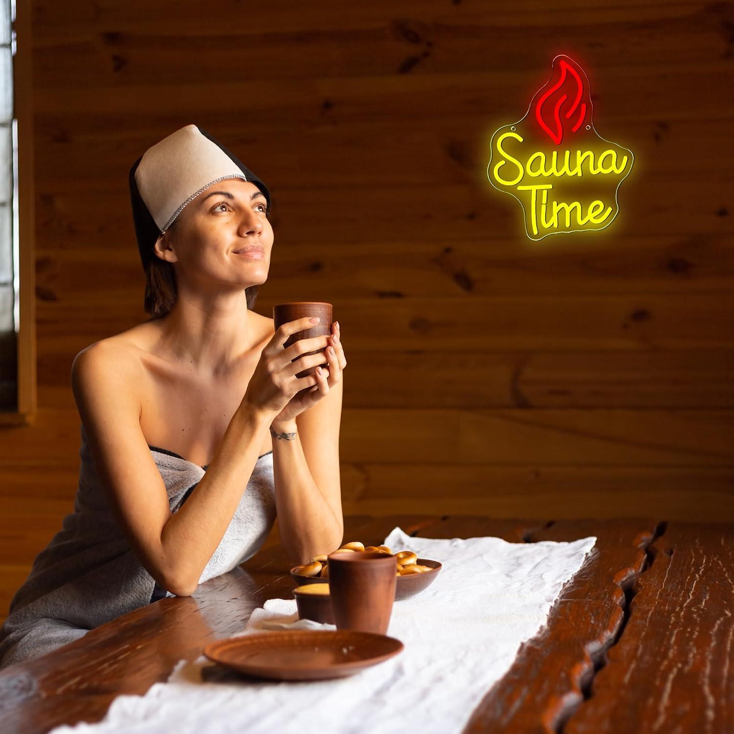 Sauna Time Neon Sign USB Dimma - Home Gym Neon Sign ulasan dan harga