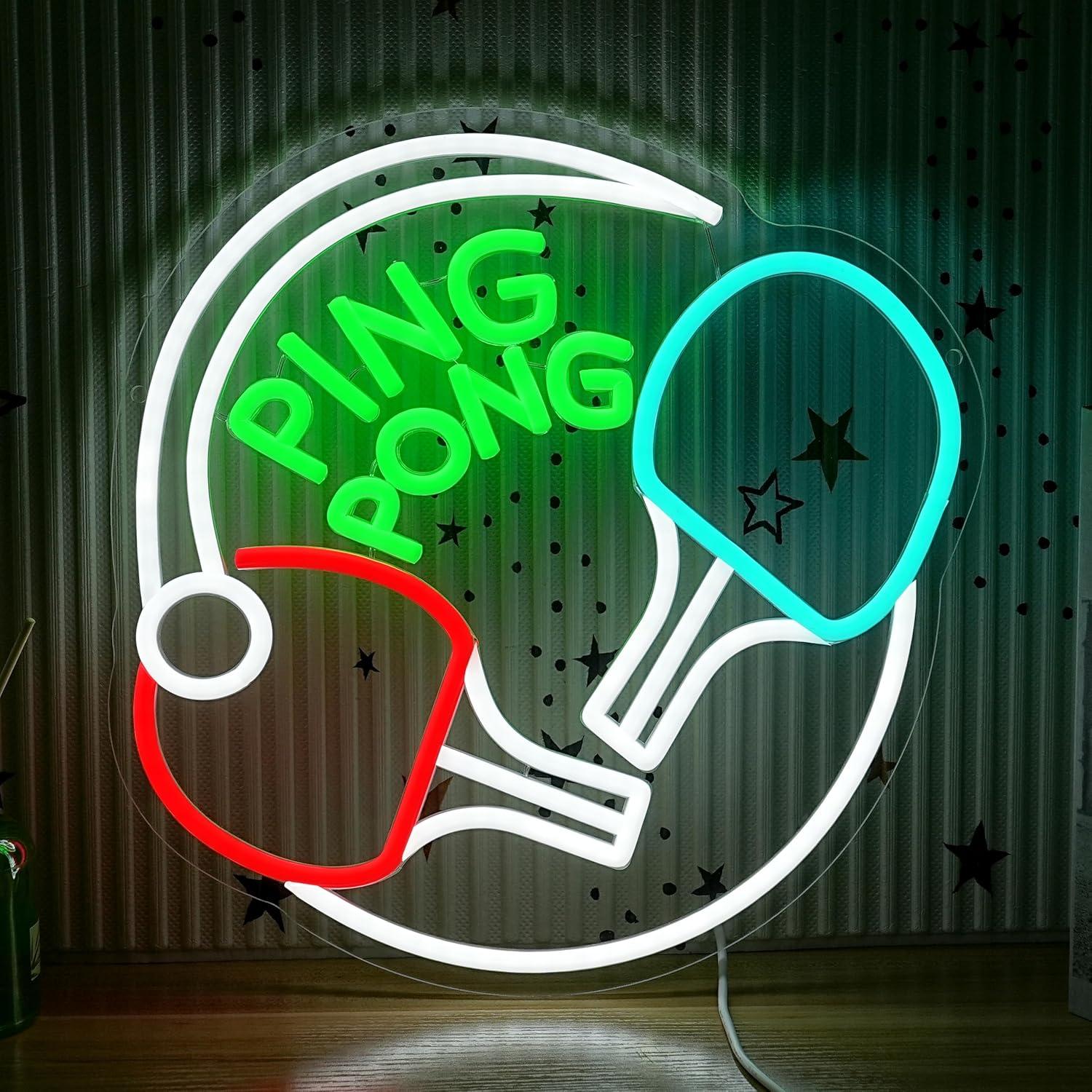 Ping Pong Neon Sign USB Dimmab - Home Gym Neon Sign ulasan dan harga