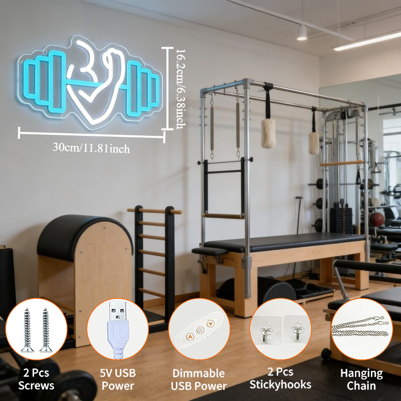 Bicep Dumbbell Neon Sign LED W - Home Gym Neon Sign ulasan dan harga