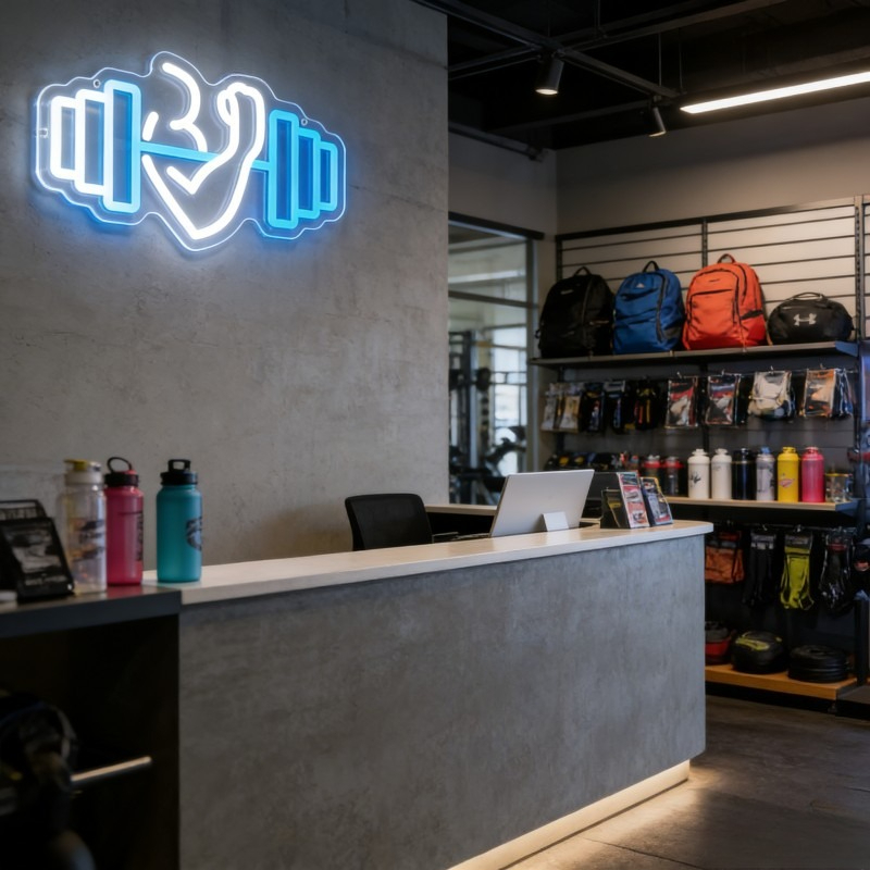 Bicep Dumbbell Neon Sign LED W - Home Gym Neon Sign ulasan dan harga