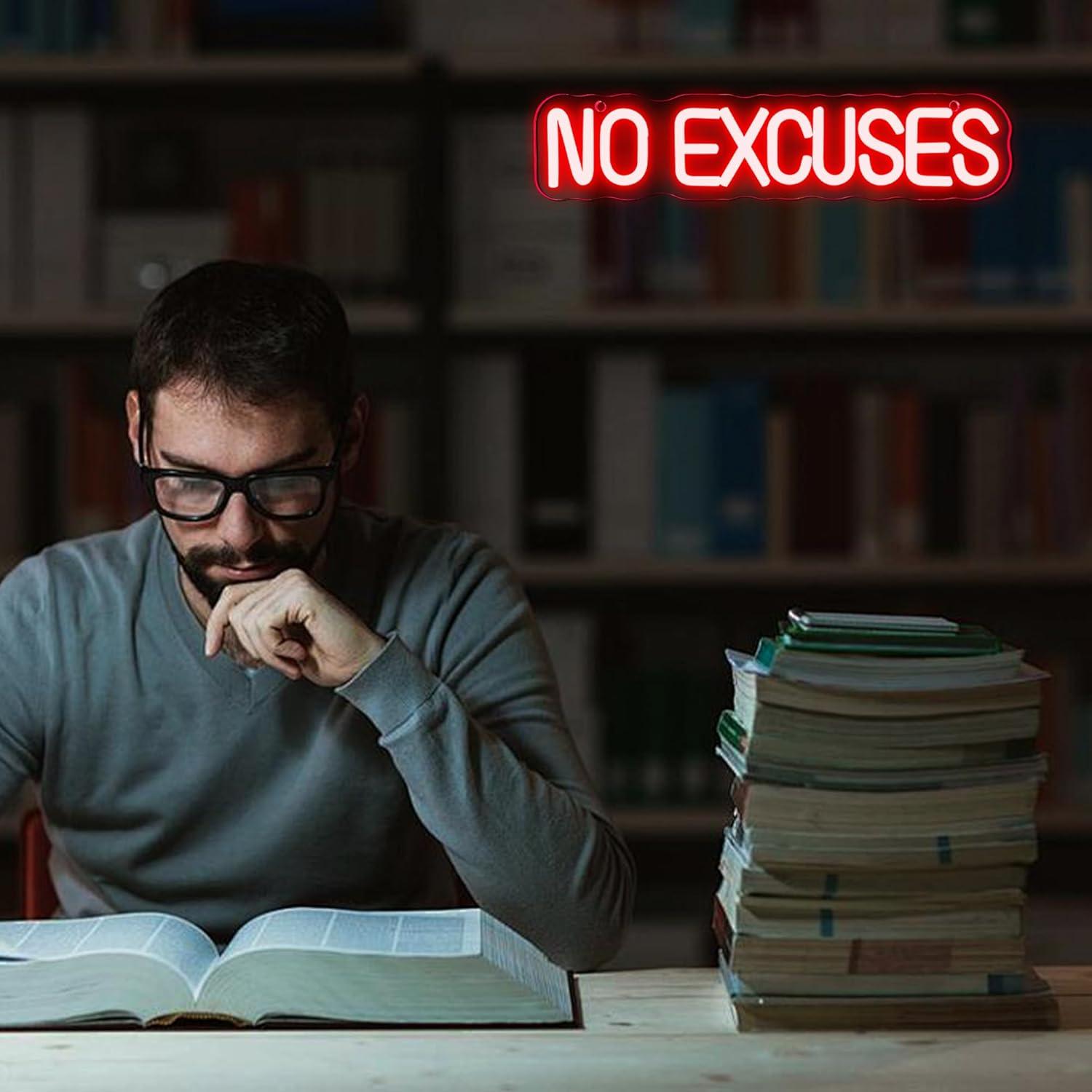 No Excuses Neon Sign USB Dimma - Home Gym Neon Sign ulasan dan harga