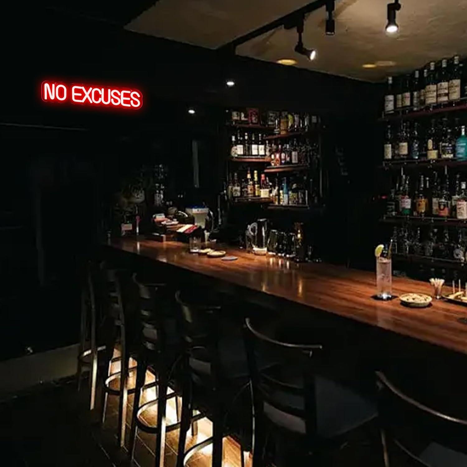 No Excuses Neon Sign USB Dimma - Home Gym Neon Sign ulasan dan harga